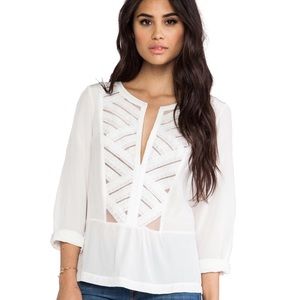 12th Street Cynthia Vincent White bib lace top